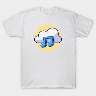 Cloud Music with Tune and Note of Music Cartoon Vector Icon Illustration T-Shirt